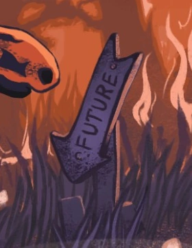 Сломанный указатель со словом FUTURE